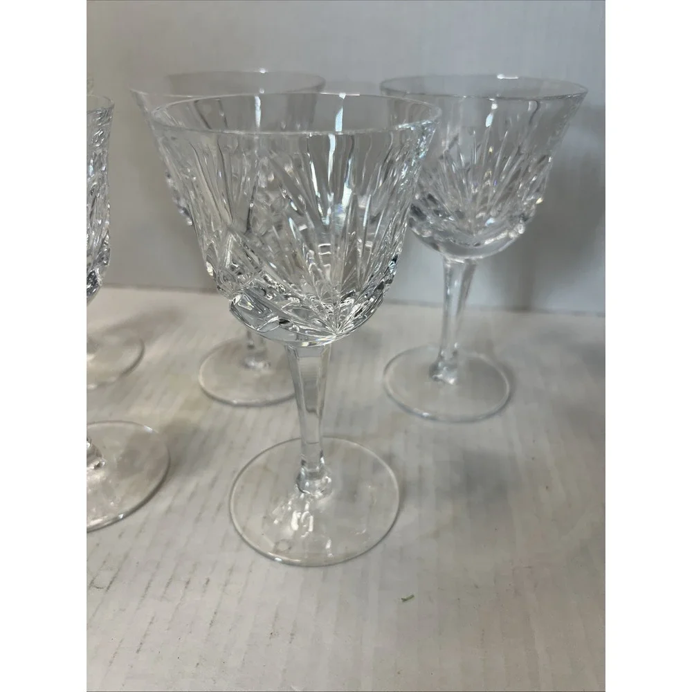 Lot Of f 6 Gorham Cherrywood Crystal Wine Glasses Cut Crystal Stemware 5 5/8